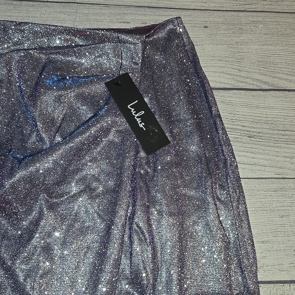 Lulus Faux Wrap Shimmer Midi Skirt Purple Sizes S and L NWT